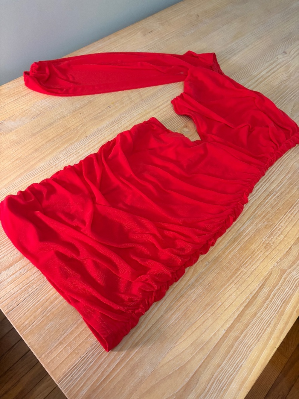 Red One Shoulder Cut Out Dress